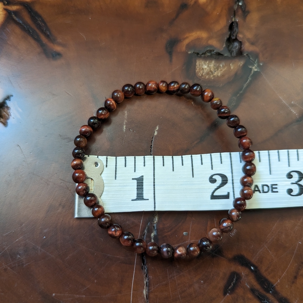 4mm Red Tiger eye bracelet polished